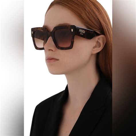 fendi ff 0457/g/s|Fendi Brown Pink Gradient Square Sunglasses FF 0457/G/S .